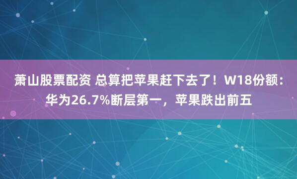 萧山股票配资 总算把苹果赶下去了！W18份额：华为26.7%断层第一，苹果跌出前五